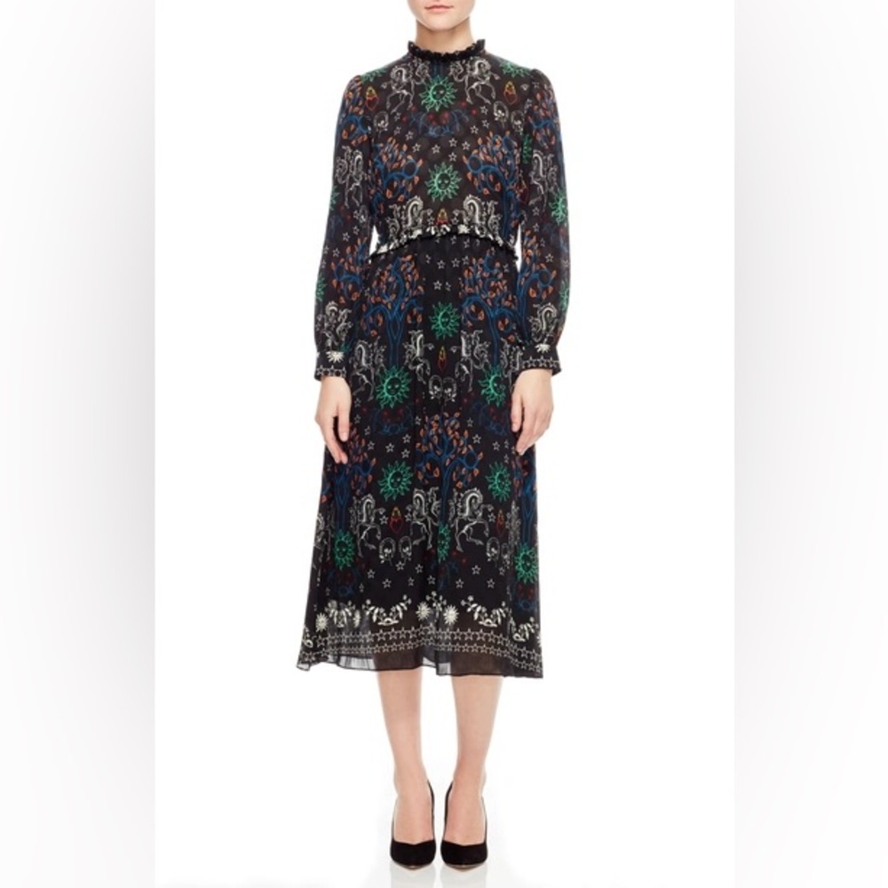 Sandro Midi Chiffon Celestial Dress - Picture 2 of 4